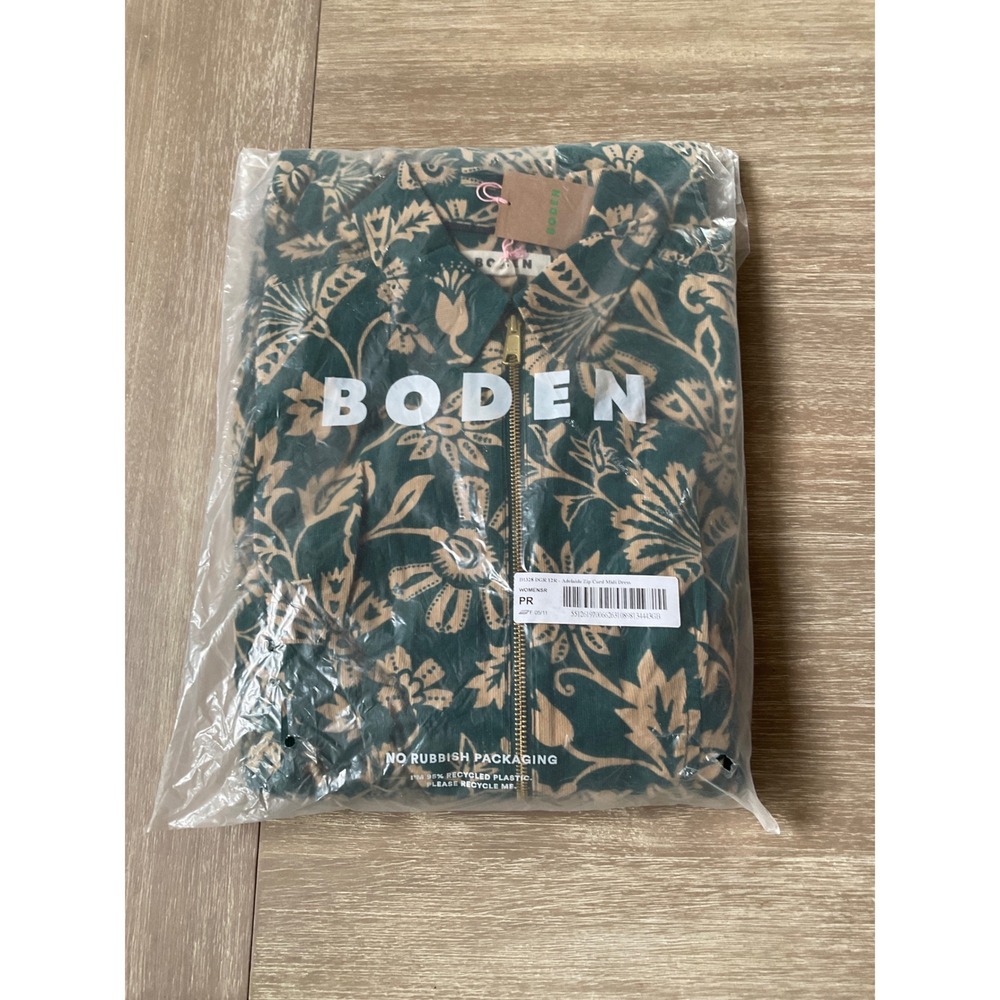 Boden Adelaide Zip Cord Midi Dress Green‎ Tan size 8R New With Tags - Picture 3 of 4